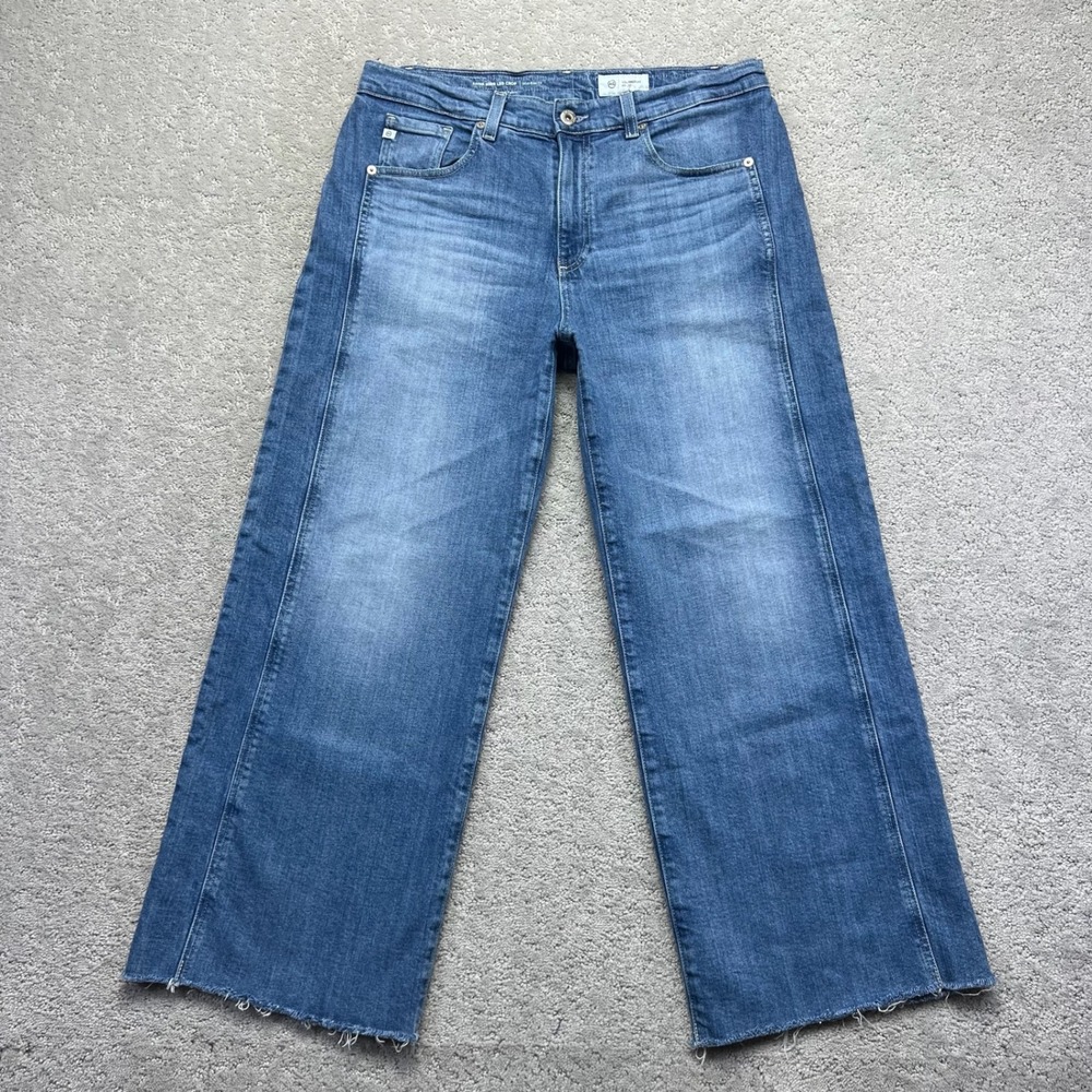 AG Adriano Goldschmied Jeans Womens 29 Blue Denim Saige Wide Leg Crop Mid Rise